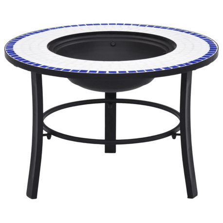 vidaXL Mosaic Fire Pit Blue/White 26.8" Ceramic