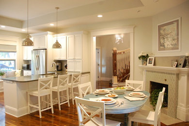 Design ideas for a large transitional home design in Other.