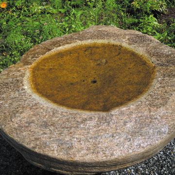 Native Flowers And Birdbath for Side Yard