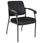 Office Star Products - Visitor's Chair Black Frame Padded Arms - Provide comfortable, attractive seating for your office waiting room, reception area, or conference room with the Visitor's Chair Black Frame with Padded Arms. Generously padded seat and back with built-in lumbar support and PU padded contoured armrests will keep your guests at ease. Complement your existing decor with this chair's modern lines, black finished legs and fabric availability in Coal FreeFlex or your choice of Custom Fabric