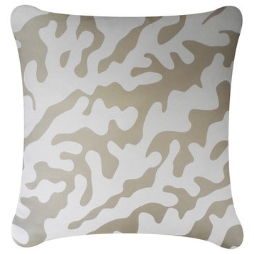 Coral Modern Eco Coastal Throw Pillow Cover, Seagrass Beige