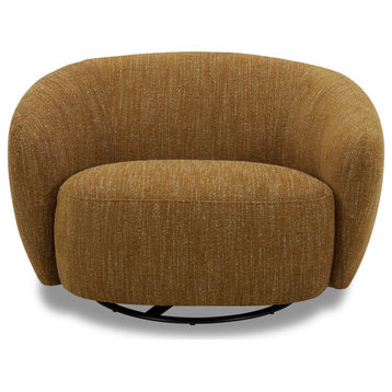 Divani Casa Norris Modern Mustard Fabric Swivel Accent Chair