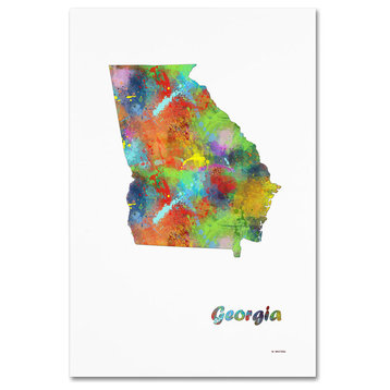 Marlene Watson 'Georgia State Map-1' Canvas Art, 12"x19"