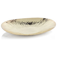 Shiny Rippled Oval Gold Tray, Small