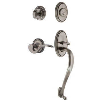 Classic Plate S Grip Entry Set Manor Lever, Antique Pewter, 2-3/4", Left