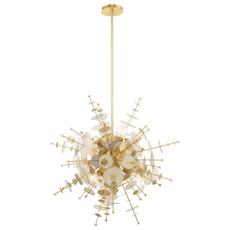 LIVEX LIGHTING 40076-12 Circulo 6-Light Pendant Chandelier, Satin Brass