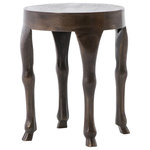 Four Hands Furniture - Hopedale End Table - Playful, hoofed feet give this table natural presence, indoors or out. Swirls of color add depth to the antique rust finish. Unique shape and fun, eclectic piece for any room in the house. Safe for outdoor spaces " cover or store indoors during inclement weather and when not in use.