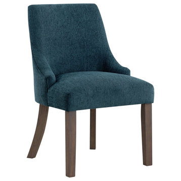 Leona Dining Chair In Blue Fabric with Grey Brushed Leg Finish- 2-Pack