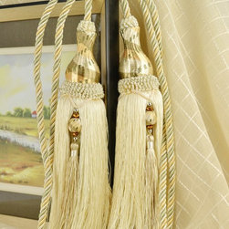 8 Colors QYM28 Polyester Curtain Tassel Tie Backs in Beige Color - Window Treatment Accessories