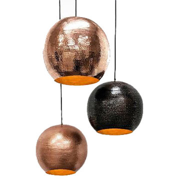 Cascading Copper Globe Drop Chandelier 3-Piece, Multi #2