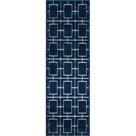 Marilyn Monroe Navy Blue/Silver Deco Glam Runner Rug, 2'x6'