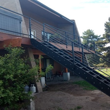 Cable Railings & Steel Stair on New Deck