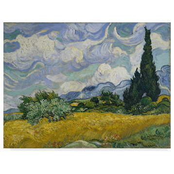 Vincent Van Gogh 'Wheat Field With Cypresses' Canvas Art, 19"x14"