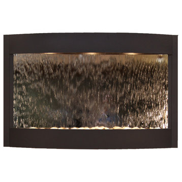 Calming Waters Wall Water Fountain, Silver Mirror, Textured Black