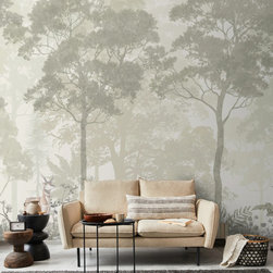 Vintage Forest Theme Wallpaper, Pastel Green - Wallpaper