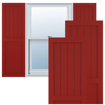 12"Wx25"H True Fit PVC Farmhouse/Flat Panel Combination, Fire Red