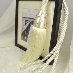 6 Colors QYM41 Polyester Curtain Tassel Tie Backs in Beige Color - Window Treatment Accessories