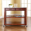 Stainless Steel Top Kitchen Cart/Island, Optional Stool Storage, Classic Cherry