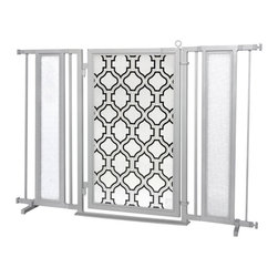 Fusion Gates - Fusion Gate with Trellis Design, Satin Nickel, 52"-60" - Dog Gates