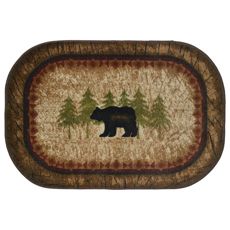 Cozy Cabin Rustic Lodge  Kitchen Accent Rug, 30"x46", Birch Bear