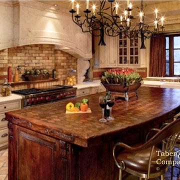Custom Tuscan Style Kitchen Island is hand crafted from solid wood.