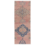 Jaipur Living - Machine Washable Jaipur Living Clanton Medallion Pink/ Blue Area Rug 2'X3' - The Canteena collection combines the charm of timeless designs with easy-care, livability for any home or lifestyle. The Clanton design delights with floral medallions in hues of pink, blue, tan, and gray. This digitally printed assortment of rugs features stunning abrashed designs that are matched with a traction backing ideal for heavily trafficked, hard surface spaces such as entryways, bathrooms, and kitchens.