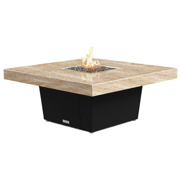 Square Fire Pit Table, 48x48, Chat Height, Propane, So Cal Special Top, Black