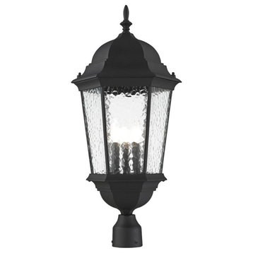 Livex Hamilton 3 Light 27" Tall Outdoor Post Lantern, Textured Black