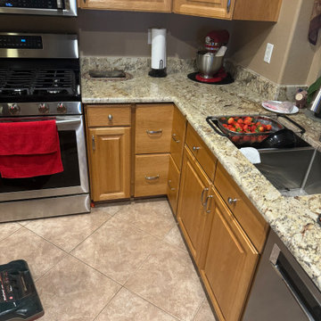 Cabinet Reface With Color-Matched Stain