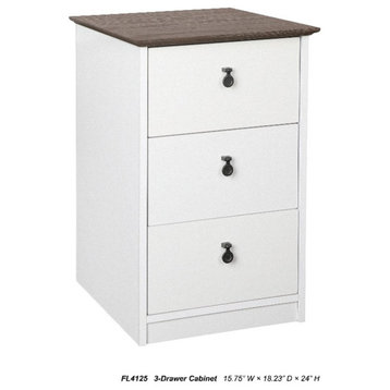 Saint Birch Finley Gray Oak/White 3-Drawer Filing Cabinet