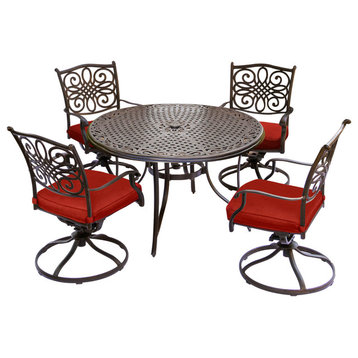 Traditions 5-Piece Dining Set Red With 48" Cast-top Table