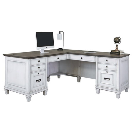 Hartford Wood L-Desk and Return Writing Table and return Office Desk White