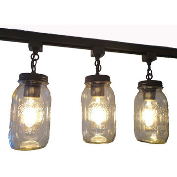 Mason Jar Track Light Trio Quarts, Antique Black