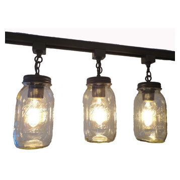 Mason Jar Track Light Trio Quarts, Antique Black