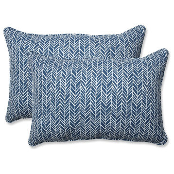 Out/Indoor Herringbone Oversized Rectangular Throw Pillow, Set of 2, Ink Blue