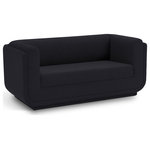 Meridian Furniture - Kimora Linen Textured Fabric Upholstered Loveseat, Black - Upgrade your space with this black Kimora linen textured fabric loveseat that offers a touch of luxury that's as cozy as it is chic. The tactile softness of the fabric adds to its appeal, ensuring that you not only sit in style but in comfort as well. The rounded arms add a contemporary touch and ensure a snug seating experience for relaxing with your favorite book or watching TV. Its sleek and versatile modern design complements any decor, making it a fantastic addition to your room.