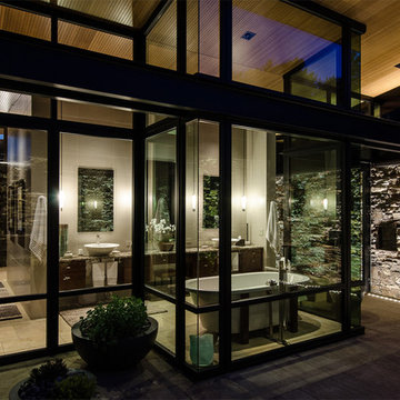 View of Master Bath from private courtyard
