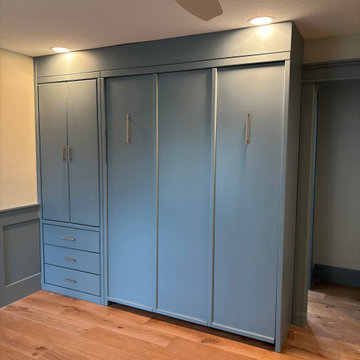 Savona Queen Vertical Murphy Wall Bed with Custom Side Cabinet and Fascia Hat