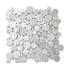 Carrara White Carrera Marble Bubble Round Mosaic Tile Polished, 1 sheet