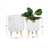 Set of 2 White Wood Contemporary Planter 15", 17"H