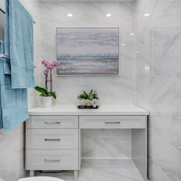 Tub conversion to makeup vanity area