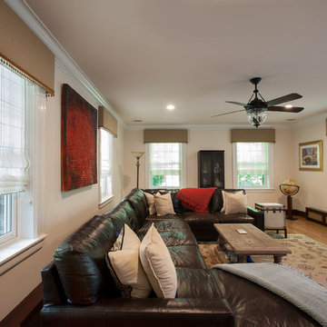 Custom romans and cornices for Family Room