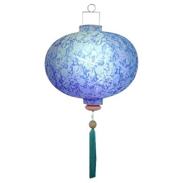 Vietnamese Ball Silk Lantern, Sky Blue, 25", 12' Lighting Kit