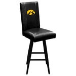 Dreamseat - Iowa Hawkeyes Swivel Bar Stool With Black Vinyl - Perfect for your bar or around a pub table, you can even use it behind low seating to create a stadium feel. The Bar Stool Swivel 2,000 incorporates contemporary styling with durable full 360 degree swivel base, sturdy 18 gauge powder coated steel frame and upholstered vinyl seat. Features designed for commercial or home usage. The patented XZipit system provides endless logo options on the front and back of the chair and allows you to showcase your favorite team or interest. Additional rear logo panel available.Features: