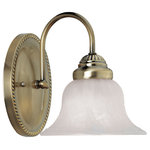 Livex Lighting - Edgemont Bath Light, Antique Brass - This one light wall sconce from the Edgemont collection is a fine and handsome fixture that features white alabaster glass. Edgemont is comprised of traditional iron forms in an antique brass finish.