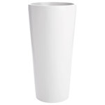 Root and Stock - Sonoma Tall Cylinder Planter, White, 21"x42" - The extra large, white Sonoma Tall Cylinder Planter from Root and Stock is defined by its sleek, timeless silhouette. Crafted from industrial-strength fiberglass, this product is lightweight, durable, maintenance-free and weather-resistant, making it an optimal choice for both indoor and outdoor areas. Unpretentious and sophisticated, this planter from Root and Stock is a simple yet elegant way to bring a dash of color and energy to your home.