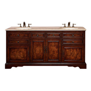 72 Inch Brown Double Sink Bathroom Vanity, Choice of Top - Traditional - Bathroom Vanities And ...
