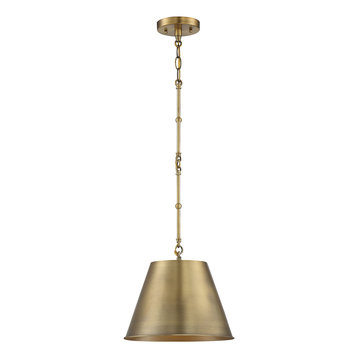 Alden 1-Light Pendant, Warm Brass, 12"