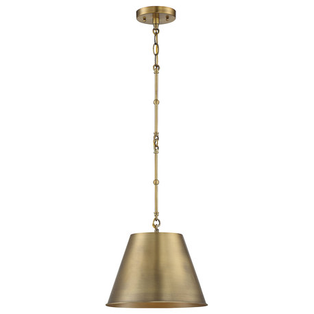 Alden 1-Light Pendant, Warm Brass, 12"