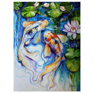 Marcia Baldwin 'Koi Koi And Lily' Canvas Art, 47x35